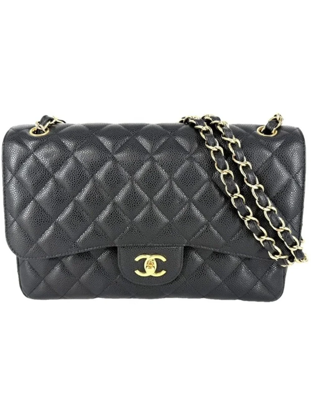 Chanel Shoulder Bag Quilted 30 Maxi Double Chain Flap Crossbody CC Logo